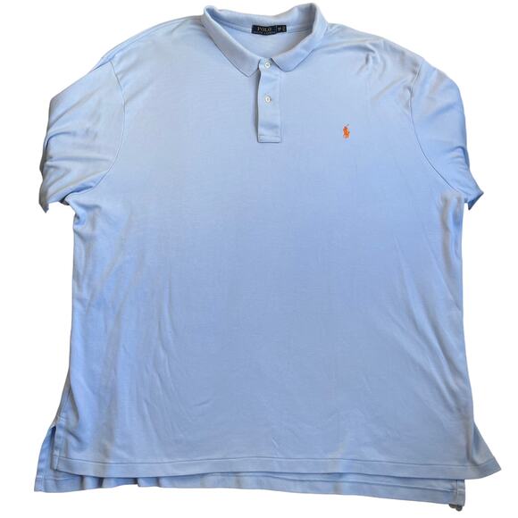 Polo Ralph Lauren Mens 4XB Big Light Blue w/ Orange Pony Soft 100% Cotton - Picture 1 of 16